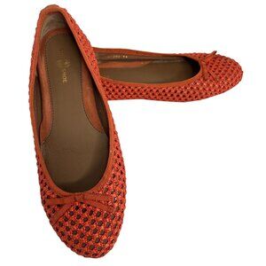 Car Shoe Womens Orange Woven Ballet Flats Size 39